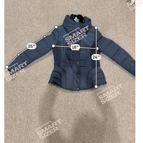 Zara Fitted Short Anorak Puffer Jacket, Navy Blue, Woman’s Large - Picture 6 of 8